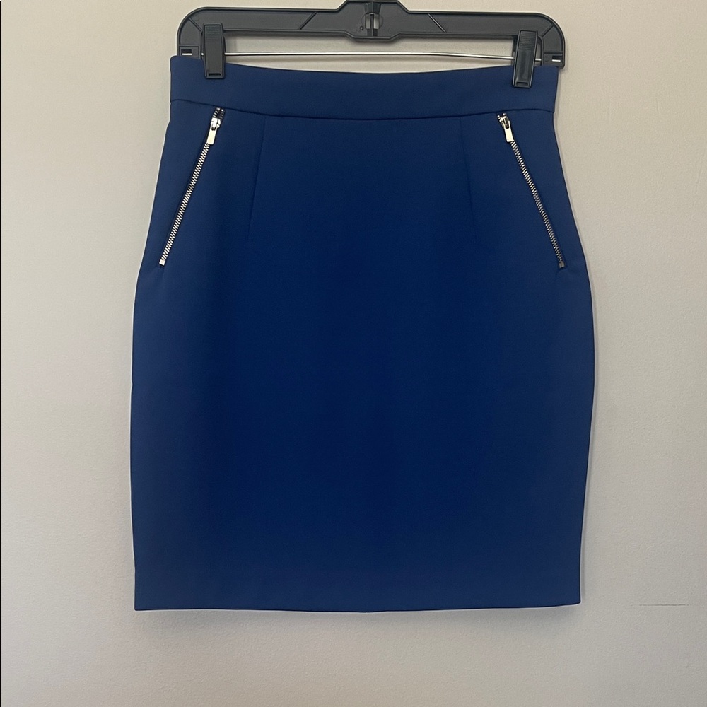 H&M Navy Pencil Skirt with Silver Zippers